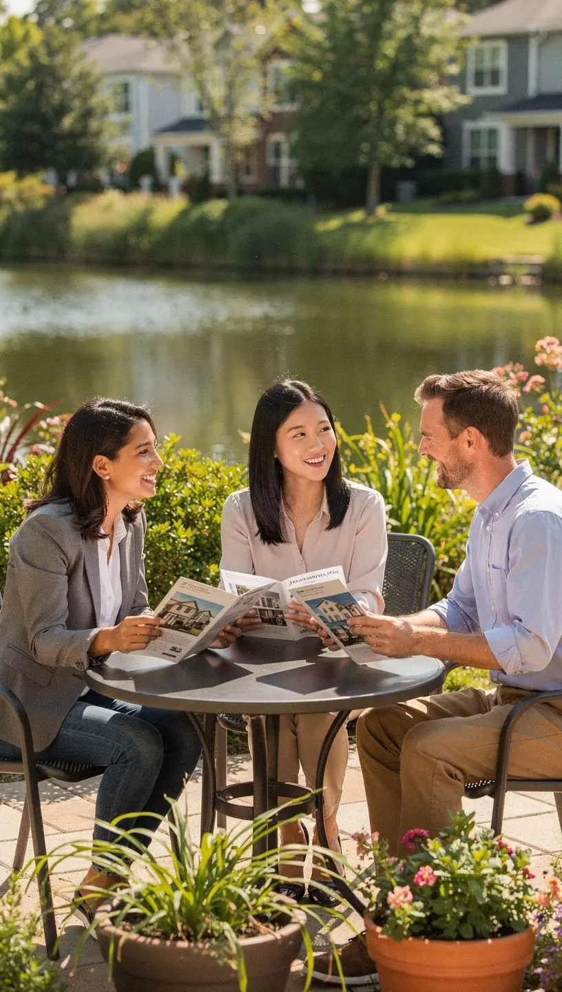 Консультант, объясняющий программы помощи при покупке жилья молодым владельцам.