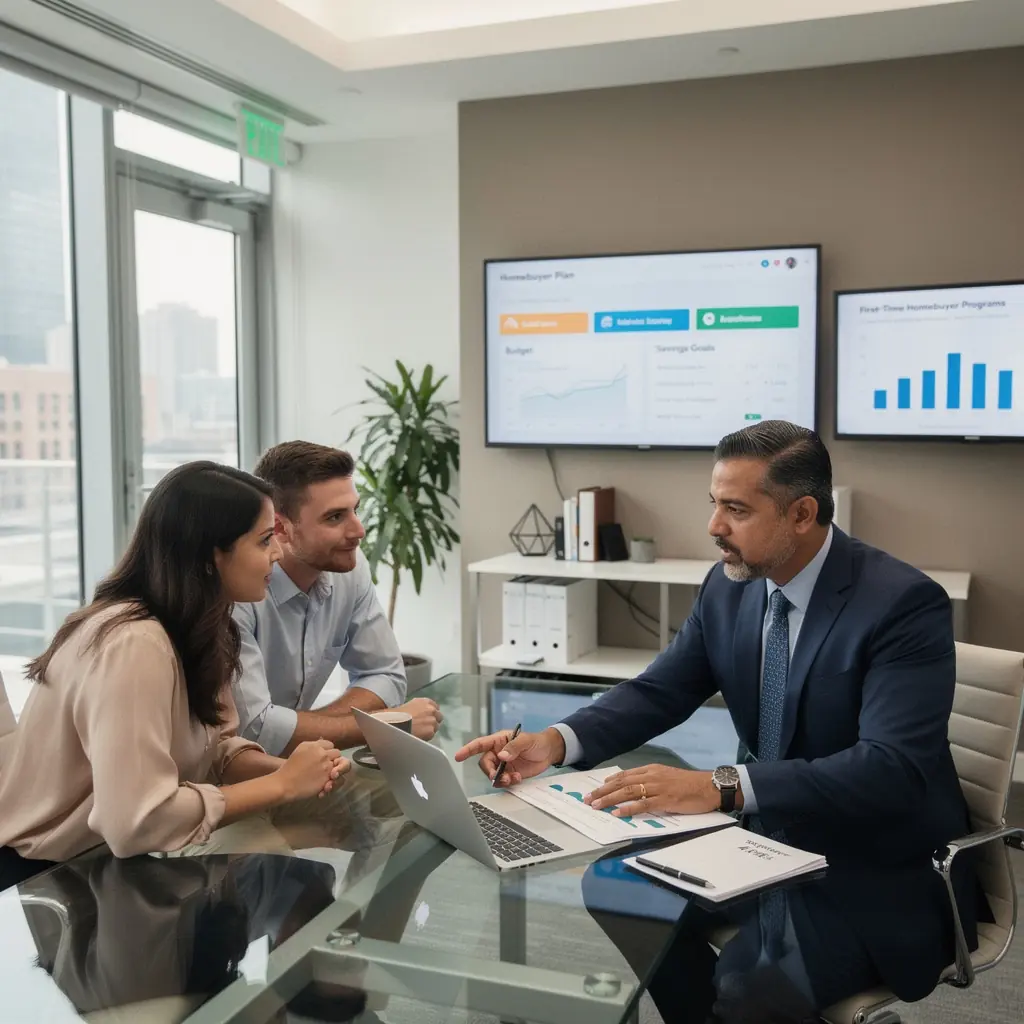 Счастливая семья, получающая ключи от своего первого дома.