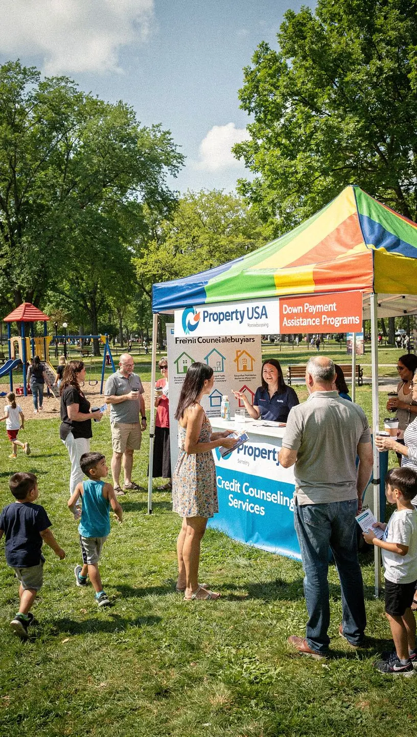 Группа людей, участвующих в семинаре по планированию покупки жилья и кредитному консультированию.